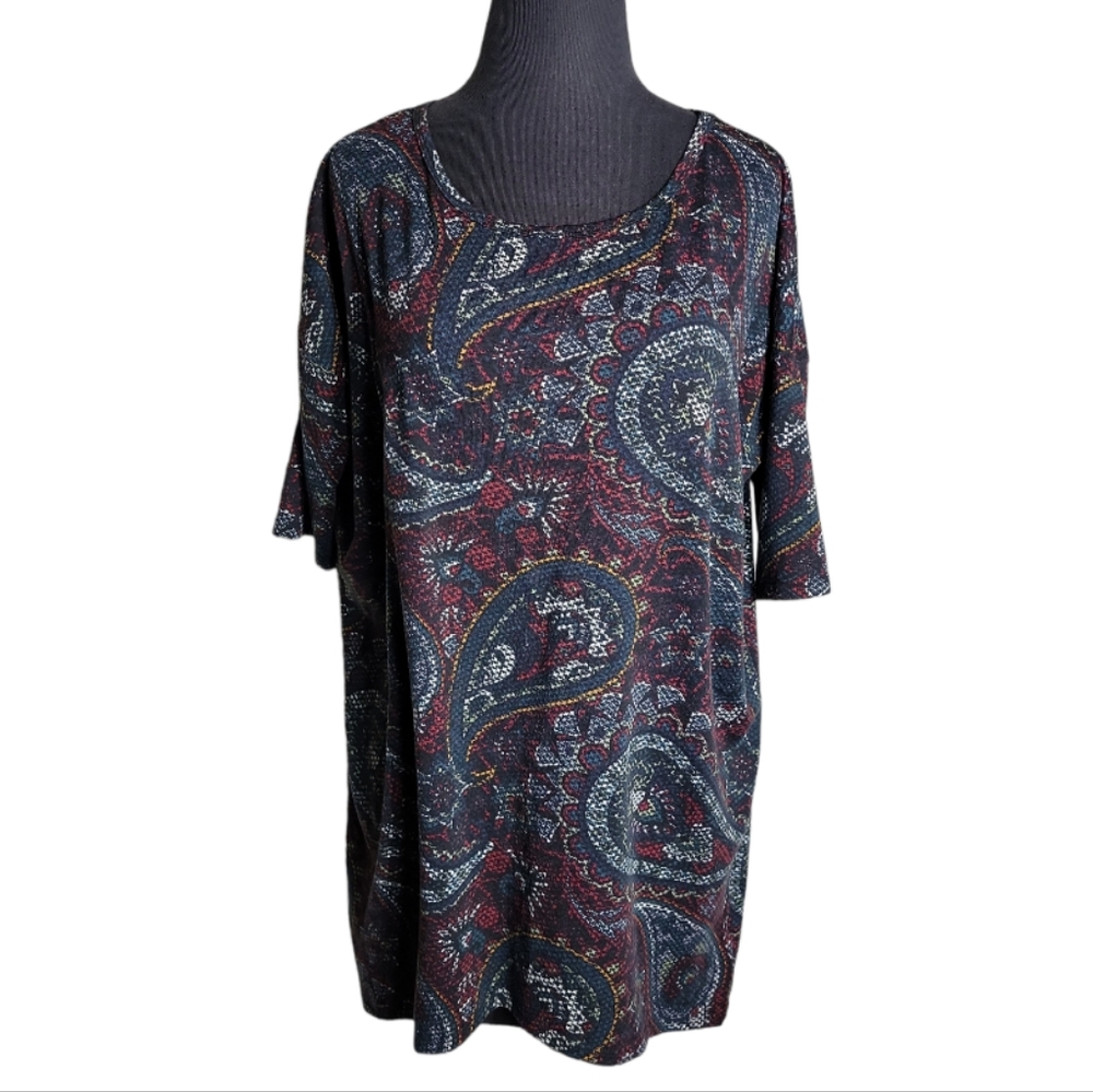 LuLaRoe Irma paisley high low tunic top women's XS dolman sleeve boho stretch